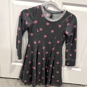 Pixie Lane Girls dress Gray with Pink stars